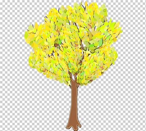 Dibujo de hoja de otoño acuarela pintura tinta húmeda árbol árbol