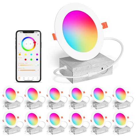 SikSog Smart Recessed Lighting 4 Inch RGBCW Color Changing 12W LED