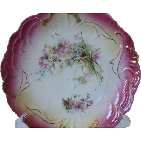 Very Rare Antique Hand Painted Porcelain Bavarian Cake Plate Circa