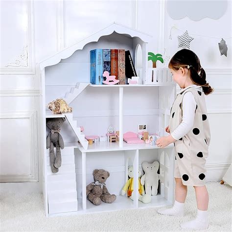 Buy Wooden Bookcase For Kids Bookshelf Doll House Toys Books Storage