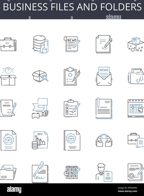 Business Files And Folders Line Icons Collection Synergy