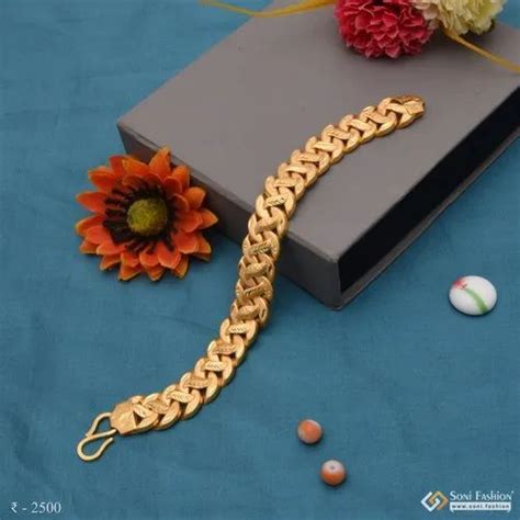 1 Gram Kohli With Leaf Fancy Design High Quality Gold Plated Bracelet