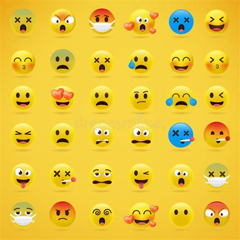 Conjunto De Emoticonos Con Diferente Estado De ánimo Ilustración del