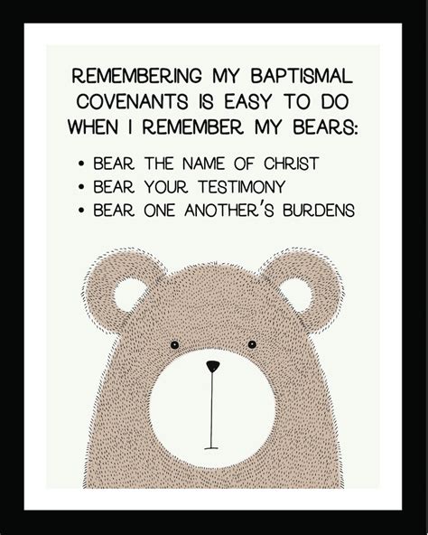 Remembering Baptismal Covenants Bears Of Baptism Lds Etsy