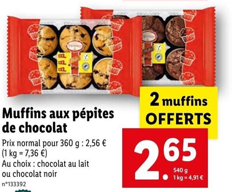 Promo Muffins aux pépites de chocolat chez Lidl