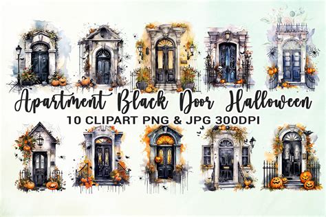 Apartment Black Door Halloween Clipart Graphic by Venime · Creative Fabrica