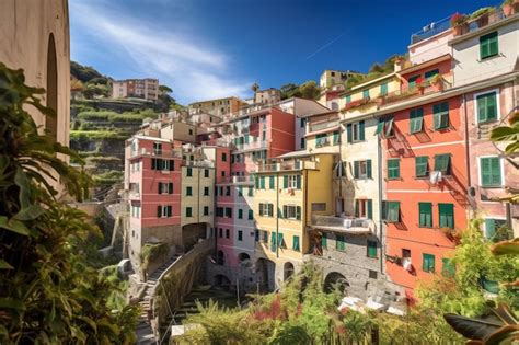 Premium AI Image | A view of the colorful houses of cinque terre