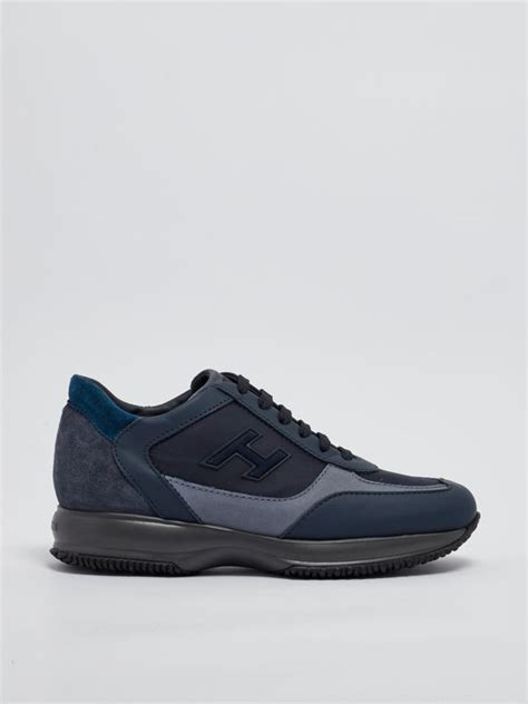 Sneakers Uomo Hogan Interactive In Pelle E Suede Blu Caposerio