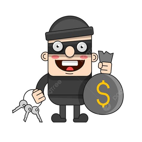 Adorable Criminal Figure Vectorized Cartoon Depiction Of A Thief