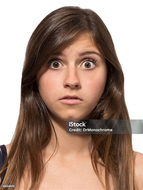 Beautiful Teenage Girl Portrait Surprised Scared Stock Photo Download