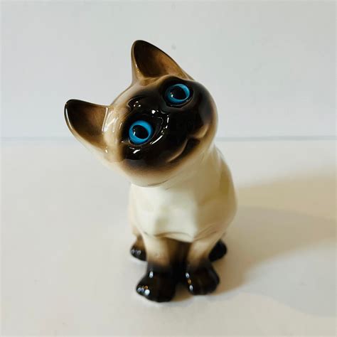 Vintage Porcelain Enesco Siamese Cat Figurine Cat Statue Collectible Etsy