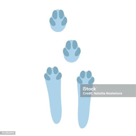 Hare Footprints Concept Cute Rabbit Footprints Isolated Illustration On A White Background