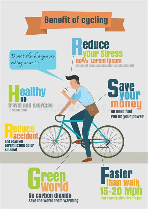 Download Infographic Of Bicycle Riderbenefit Of Cycling Stock