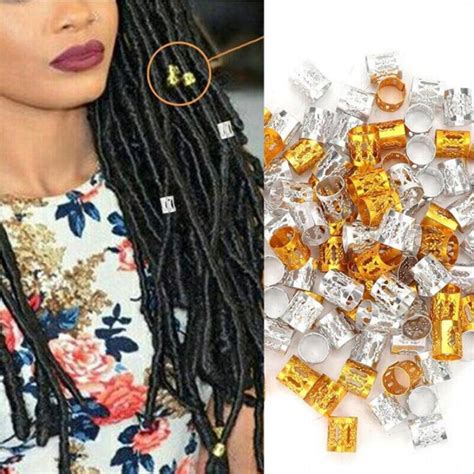 100x Dread Lock Adjustable Hair Braid Cuff Clip Beads Tube Rings