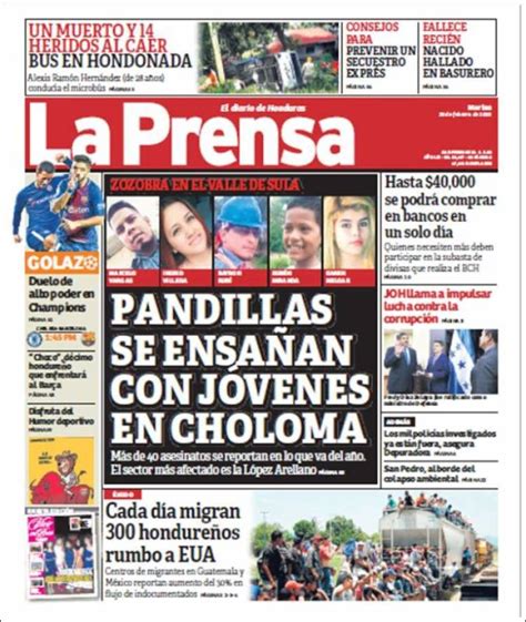 Periódico La Prensa Honduras Periódicos De Honduras Edición De Martes 20 De Febrero De 2018