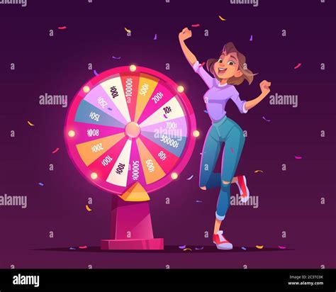 Wheel Of Fortune And Lucky Girl Winner Roulette Of Luck With Arrow On