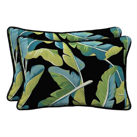 Hampton Bay Banana Leaf Tropical Lumbar Outdoor Throw Pillow 2 Pack