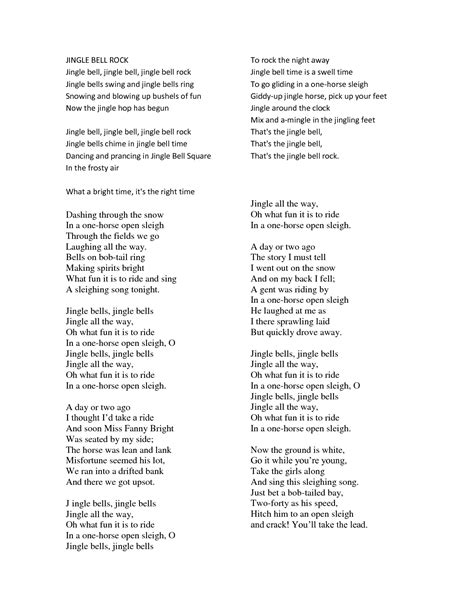 Printable Lyrics For Jingle Bell Rock