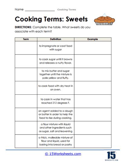 Cooking Terms Worksheets 15