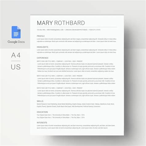 Ats Resume Template Google Docs An Ats Friendly Google Docs Etsy