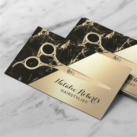 Hair Stylist Modern Black Gold Marble Beauty Salon Business Card Zazzle