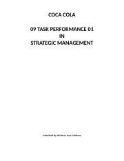 Taskperfromace Cocacola Docx Coca Cola Task Performance In