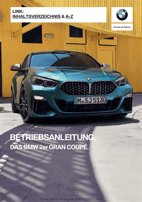 2020 BMW 2 Series Gran Coupe Betriebsanleitung PDF Manual 378 Pages