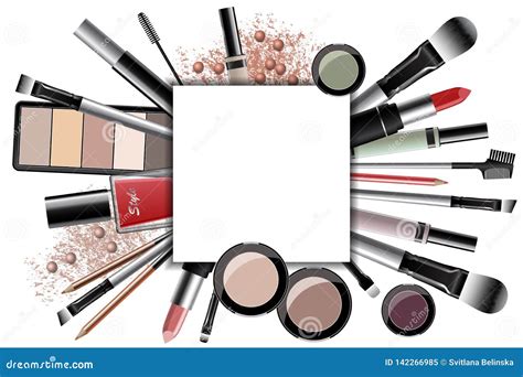 Big Set Of Different Realistic Decorative Cosmetics Vector