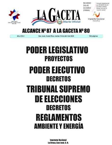 Pdf Alcance Digital N A La Gaceta N De La Fecha