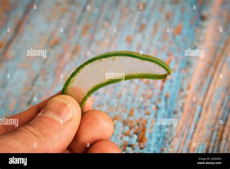 Pieces Of Aloe Vera Leaf And Its Gel Stock Photo Alamy