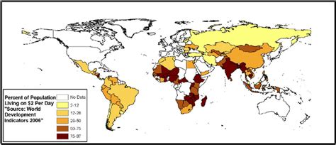 Map Of Poverty Levels For Countries Reporting International Poverty