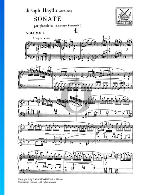 Sonata In E Flat Major Hob Xvi Franz Joseph Haydn Piano Sheet