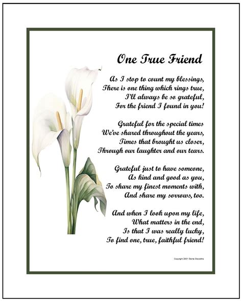 One True Friend Digital Download Friend Poem Friend T Best Friend Friends 30th Birthday