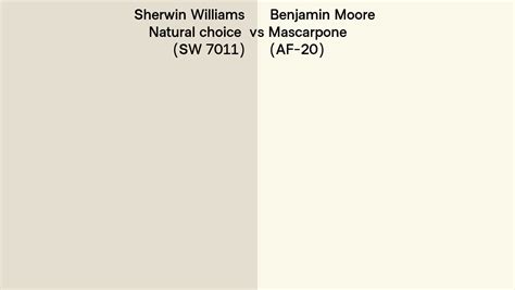 Sherwin Williams Natural Choice Sw 7011 Vs Benjamin Moore Mascarpone Af 20 Side By Side