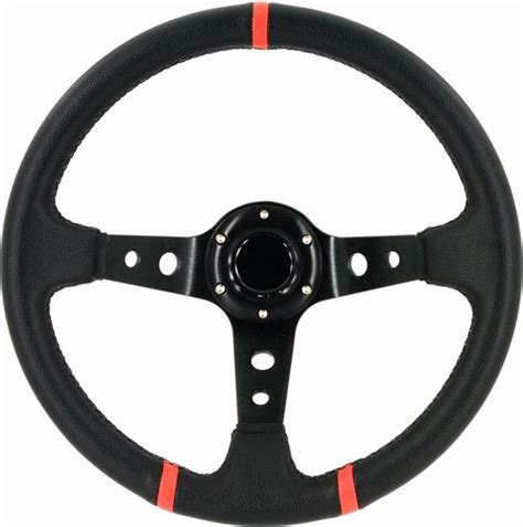 AutoStyle Universeel sportstuur Deep Dish Ø350mm Zwart PU Leder