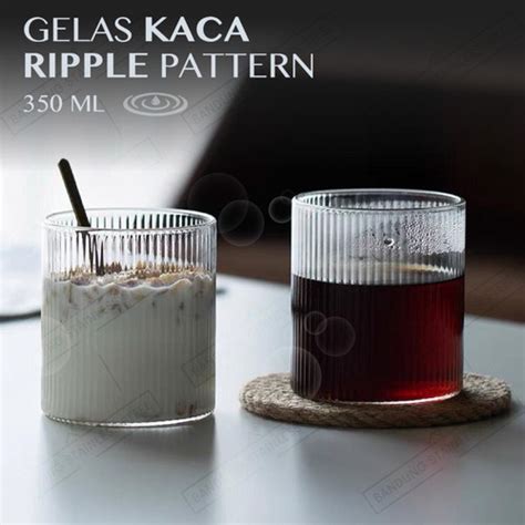 Jual Gelas Kaca Kopi Susu Ripple Yo Reum Aesthetic Korean Cafe Crystall