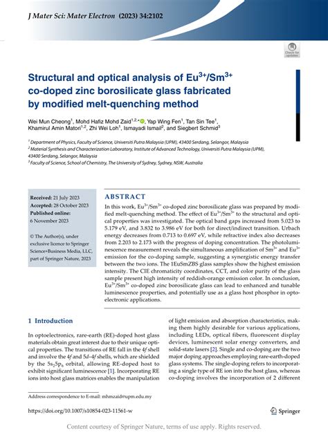 Structural And Optical Analysis Of Eu Sm Co Doped Zinc Borosilicate