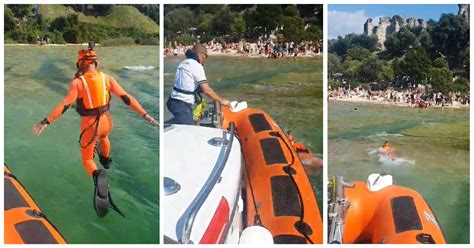 Scivola Sugli Scogli E Batte La Testa Paura Per Un Bagnante Sul Garda