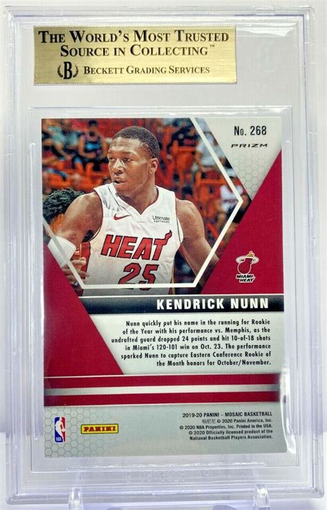 Panini Mosaic Green Prizm Rookie Nba Debut Kendrick Nunn Heat