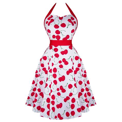 Rkh57 Hearts And Roses Handr Cherry Rockabilly Dress Pin Up Vintage 50