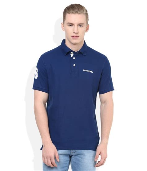 Converse Blue Half Solids Polo T Shirt Buy Converse Blue Half Solids