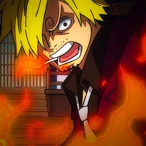 An Anime Character With Yellow Hair And Black Shirt In Front Of Red