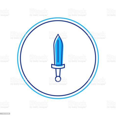 Filled Outline Medieval Sword Icon Isolated On White Background