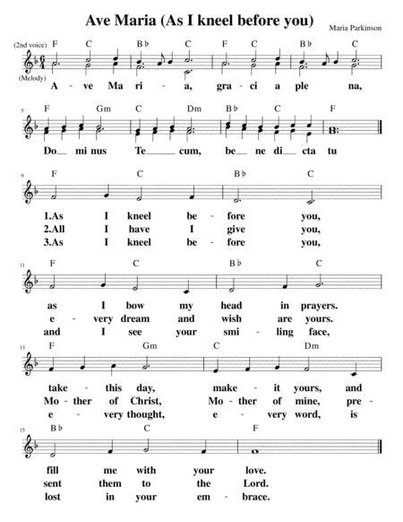 Ave Maria As I Kneel Before You SA Digital Sheet Music Sheet