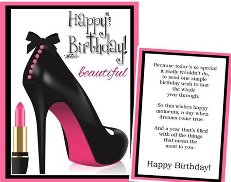 Happy Birthday Beautiful Postcards With High Heel And Lipstick