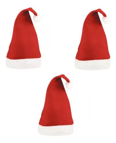 3un Gorro Touca De Papai Noel P Vestir Veludo Feltro C Nota