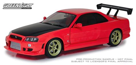 1999 Nissan Skyline GT R R34 Red Con Luz Neon Underglow Miniaturas