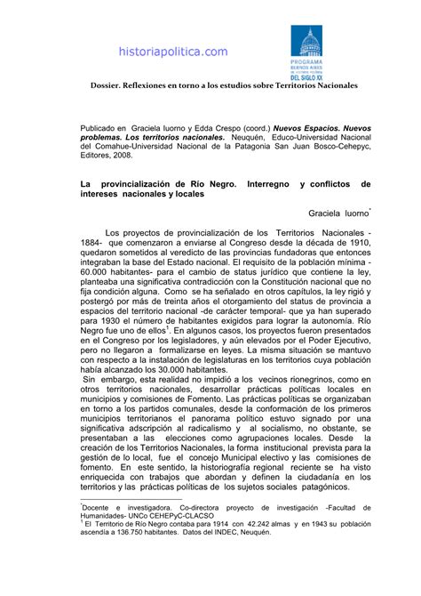 La Provincializaci N De R O Negro Interregno Y Conflictos De Intereses