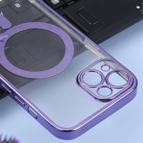 MagSafe Electroplating Straight TPU Phone Case For IPhone 13 Purple