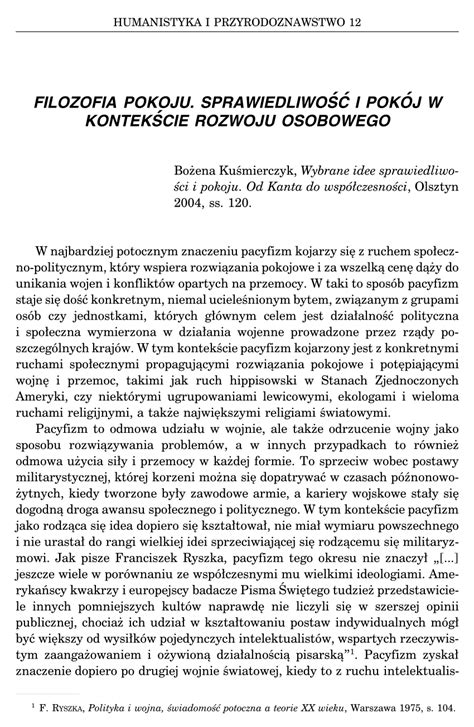 PDF Filozofia pokoju Sprawiedliwość i pokój w kontekście rozwoju